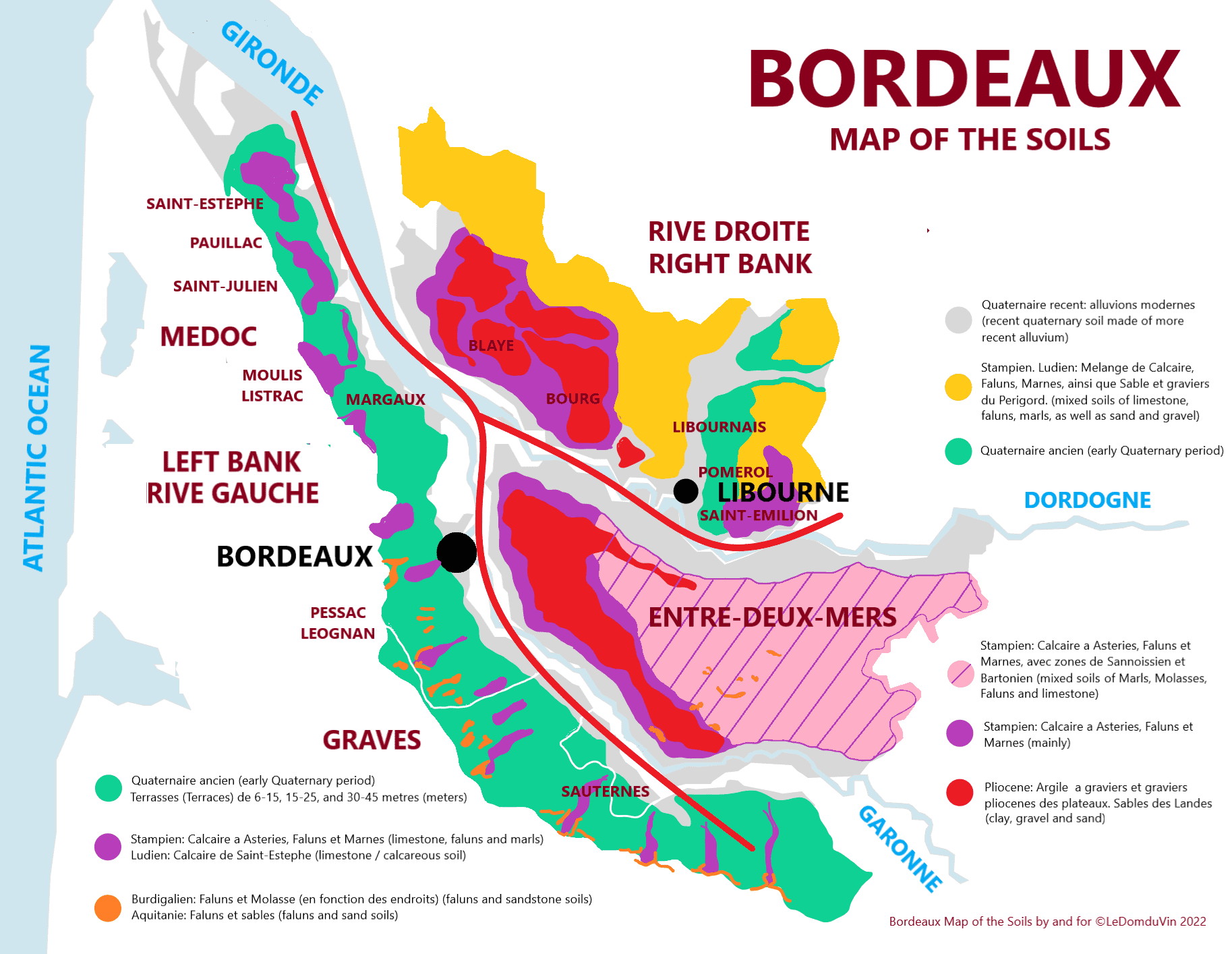 20220303 - Bordeaux Map of the soils by ©LeDomduVin 2022